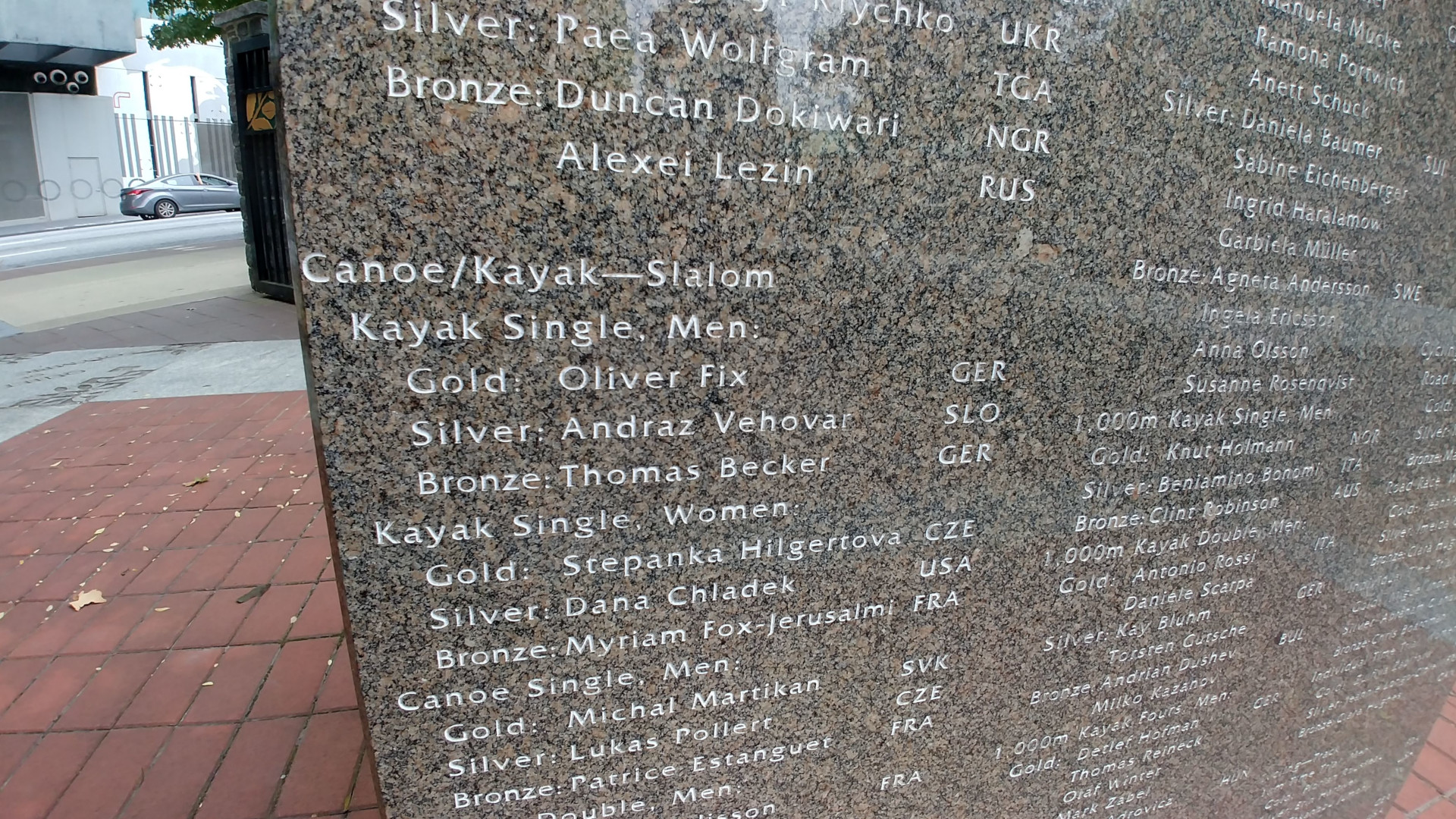Slovenian Silver Medalist Andraz Vehovar engraved in Atlanta Olympic park